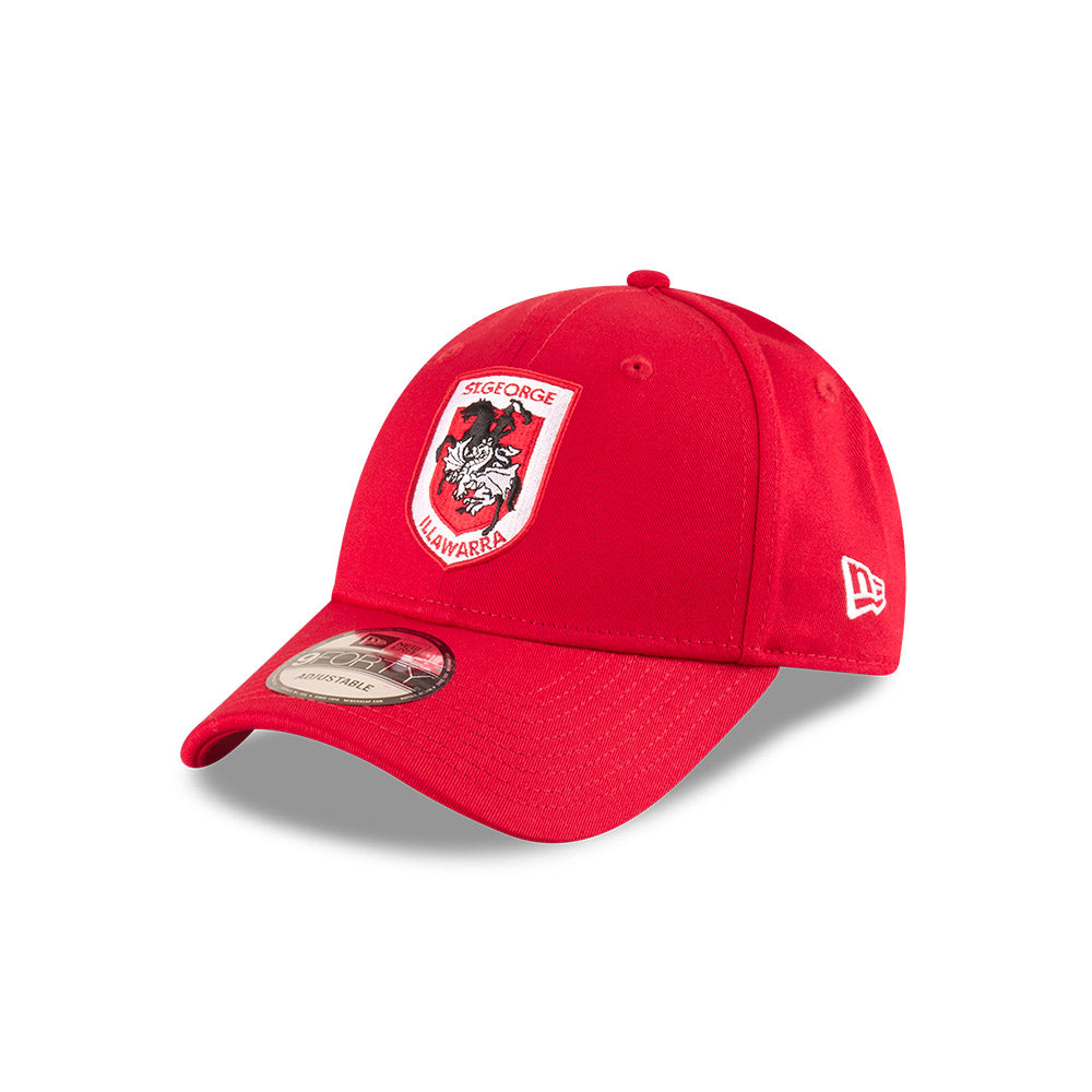 St George Illawarra Dragons Youth Hat - NRL 2025 Badged Red OTC 9Forty Kids Strapback Cap - New Era